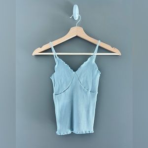 RUFFLE RIBBED TANK TOP